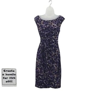 Connected Apparel Wrap Sheath Dress Sleeveless Polka Dot Boatneck Knee Length